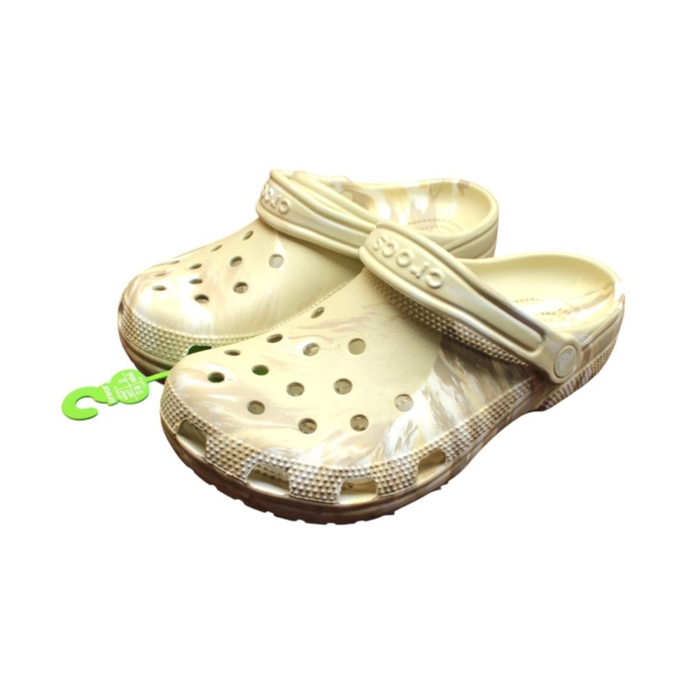 Crocs Women 7/8 Classic Baya Marbled Chai Milk Tea Tie Dye Slip On Clog Beige